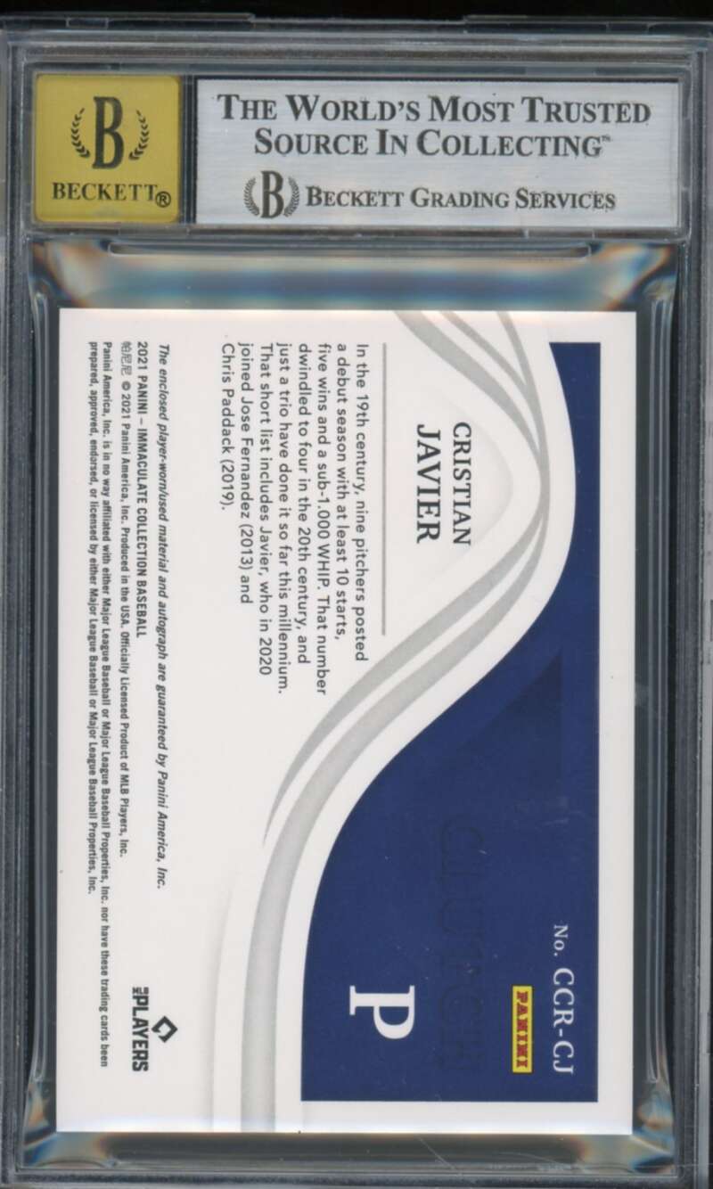 Cristian Javier Rookie 2021 Immaculate Clearly Clutch Mat Auto (5/5) #16 BGS 8.5 Image 2