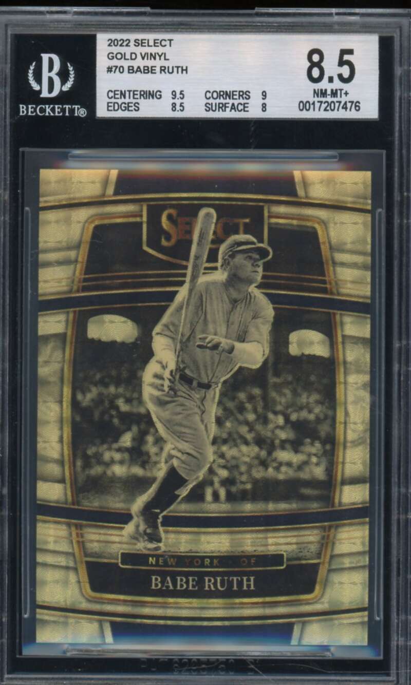 Babe Ruth Card 2022 Select Gold Vinyl (Serial #d 1/1) #70 BGS 8.5 Image 1