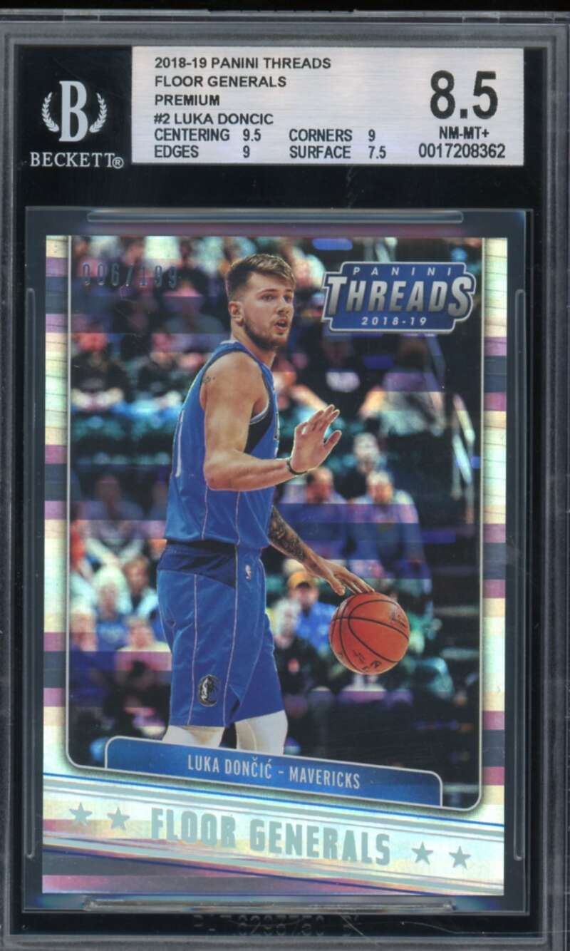 Luka Doncic Rookie Card 2018-19 Panini Threads Floor Generals Premium #2 BGS 8.5 Image 1