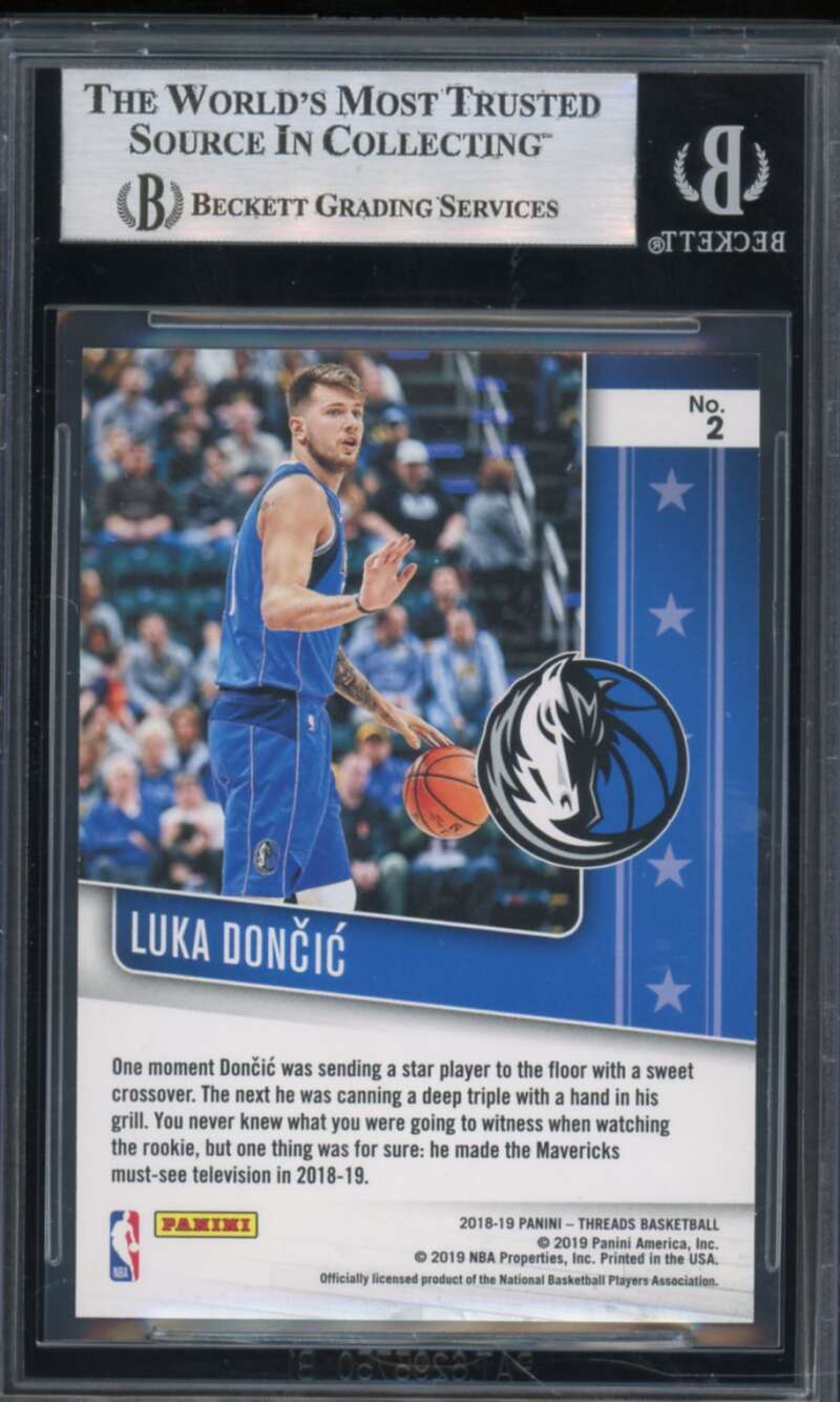 Luka Doncic Rookie Card 2018-19 Panini Threads Floor Generals Premium #2 BGS 8.5 Image 2