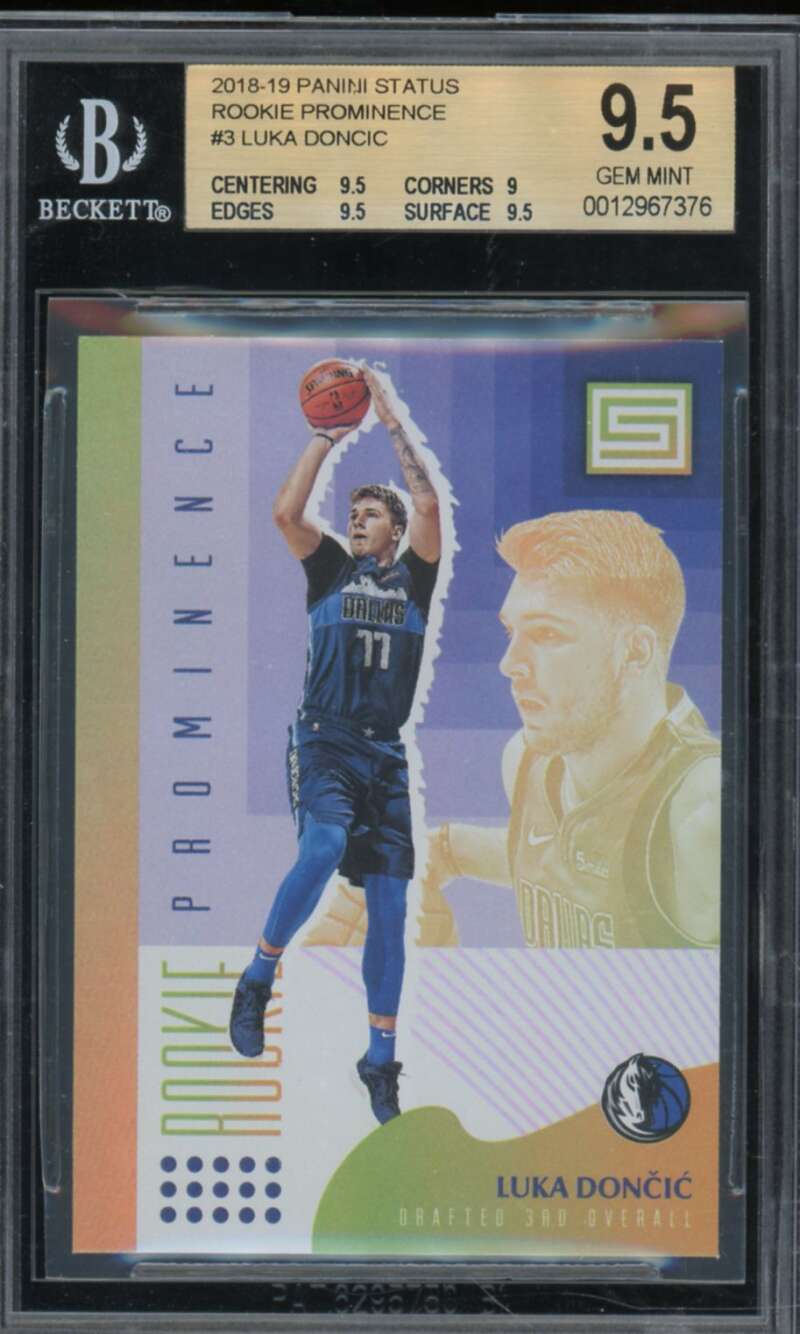 Luka Doncic Rookie Card 2018-19 Panini Status Rookie Prominence #3 BGS 9.5 Image 1