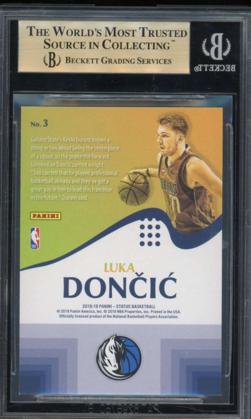 Luka Doncic Rookie Card 2018-19 Panini Status Rookie Prominence #3 BGS 9.5 Image 2