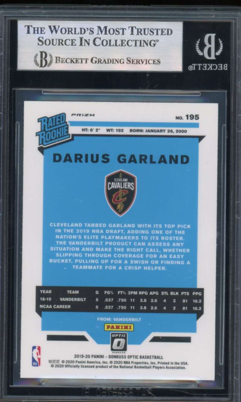 Darius Garland Rookie Card 2019-20 Donruss Optic Choice #195 BGS 8 Image 2