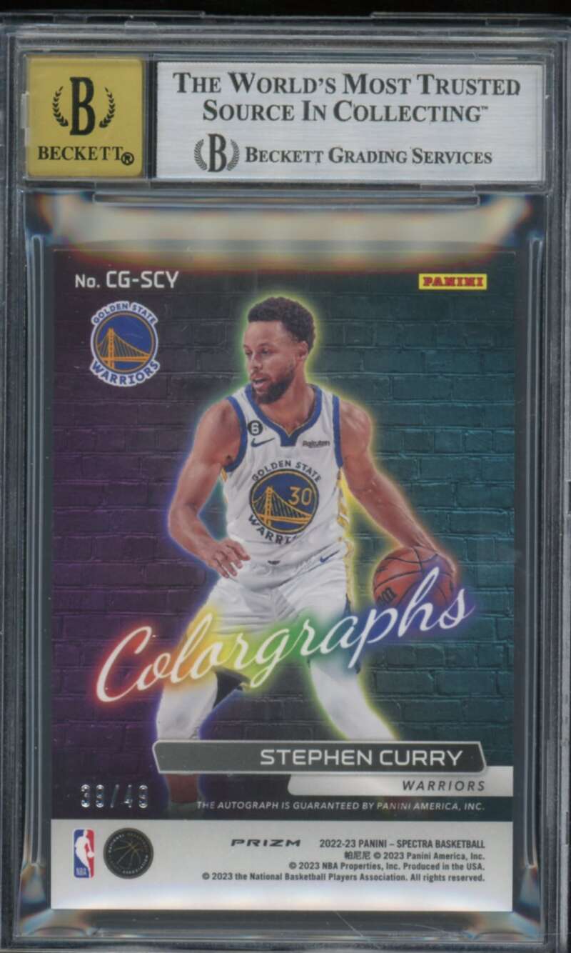 Stephen Curry Card 2022-23 Panini Spectra Colorgraphs (Ser #d 39/49) #10 BGS 8.5 Image 2