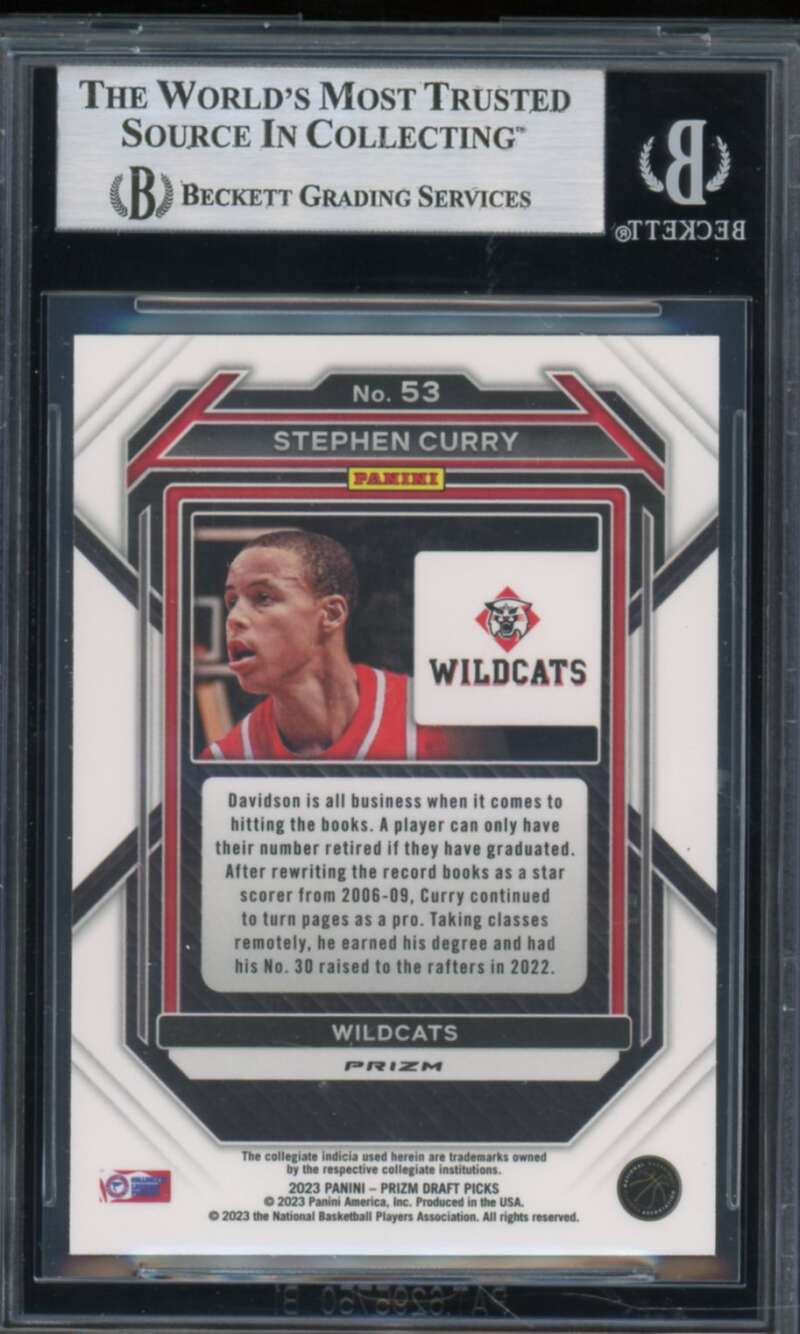 Stephen Curry Card 2023-24 Panini Prizm Draft Picks Prizms Green #53 BGS 9 Image 2