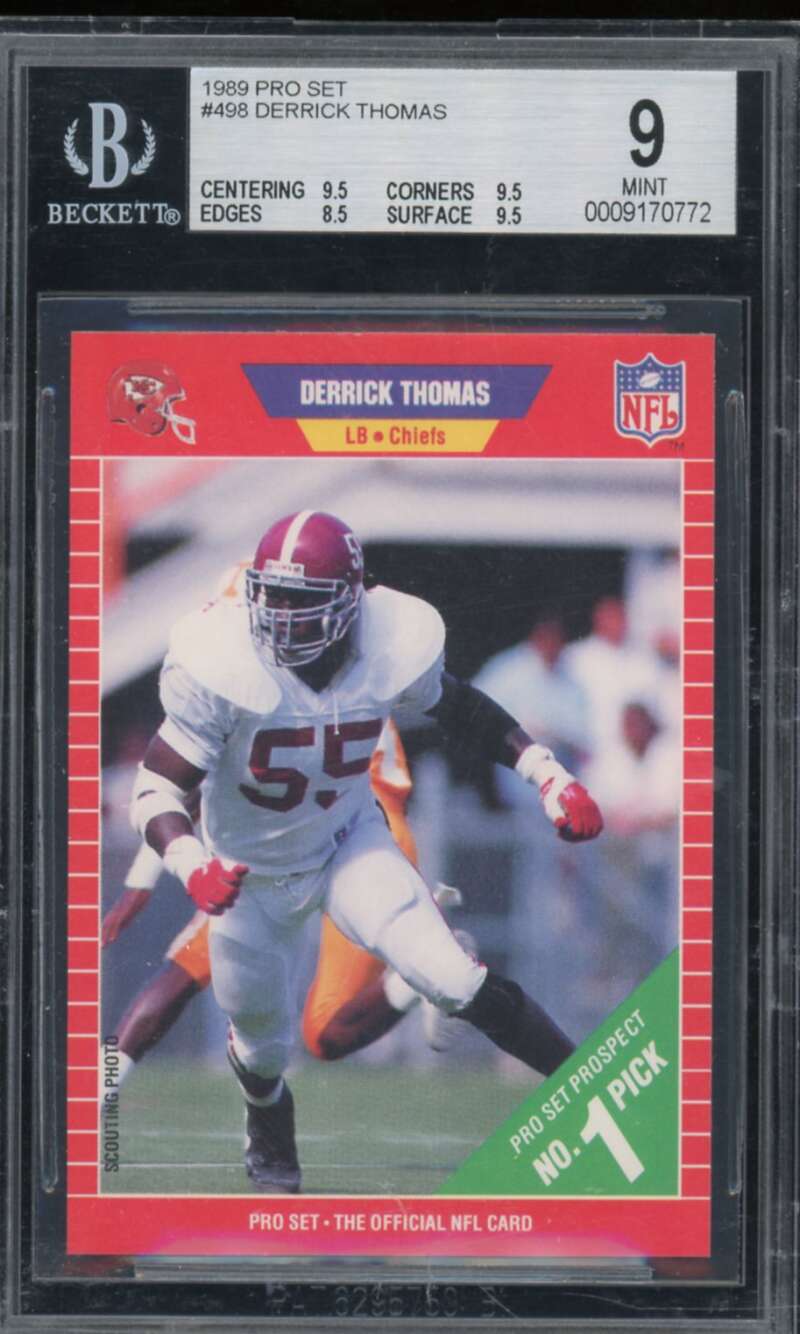 Derrick Thomas Rookie Card 1989 Pro Set #498 BGS 9 Image 1