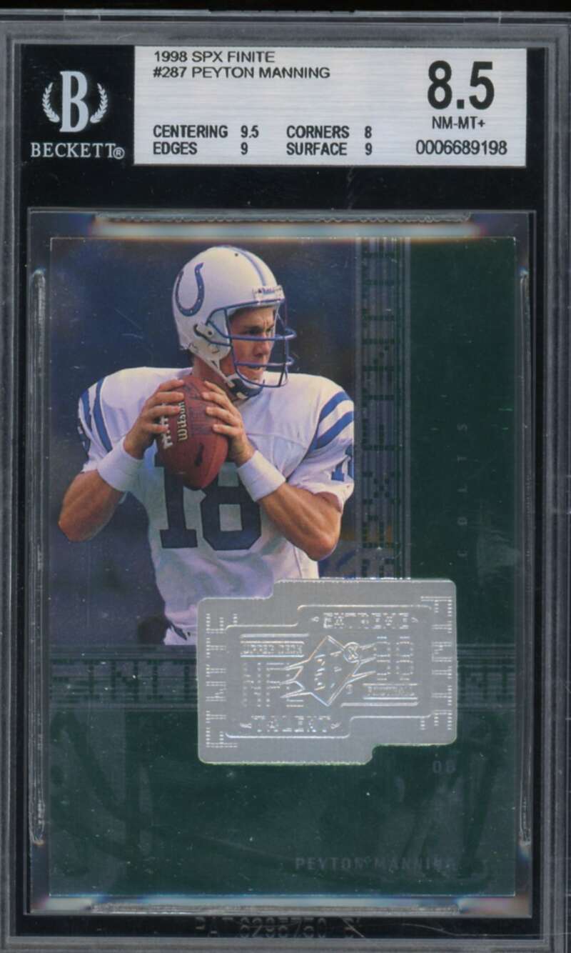 Peyton Manning Rookie Card 1998 SPX Finite #287 BGS 8.5 Image 1