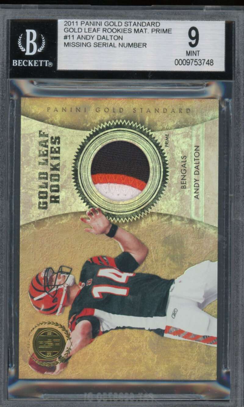 Andy Dalton Rookie Card 2011 Panini Gold Standard Gold Leaf Rookies #11 BGS 9 Image 1