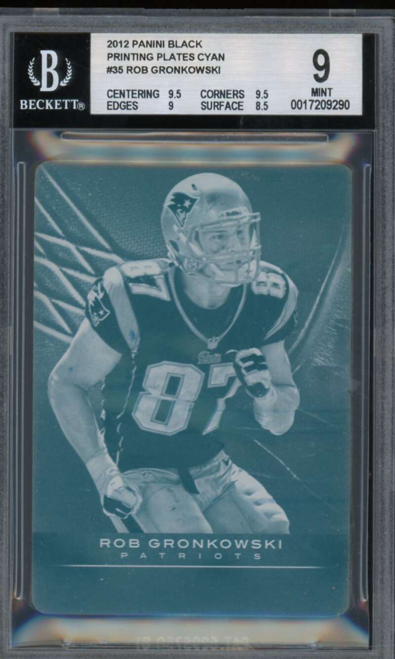 Rob Gronkowski 2012 Panini Black Printing Plates Cyan (Serial #d 1/1) #35 BGS 9 Image 1