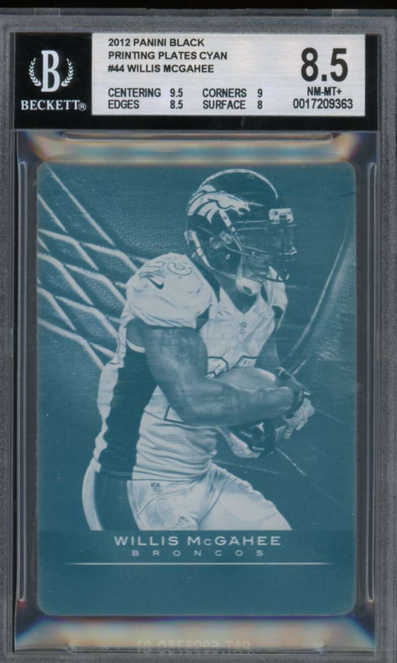 Willis McGahee 2012 Panini Black Printing Plates Cyan (Ser #d 1/1) #44 BGS 8.5 Image 1