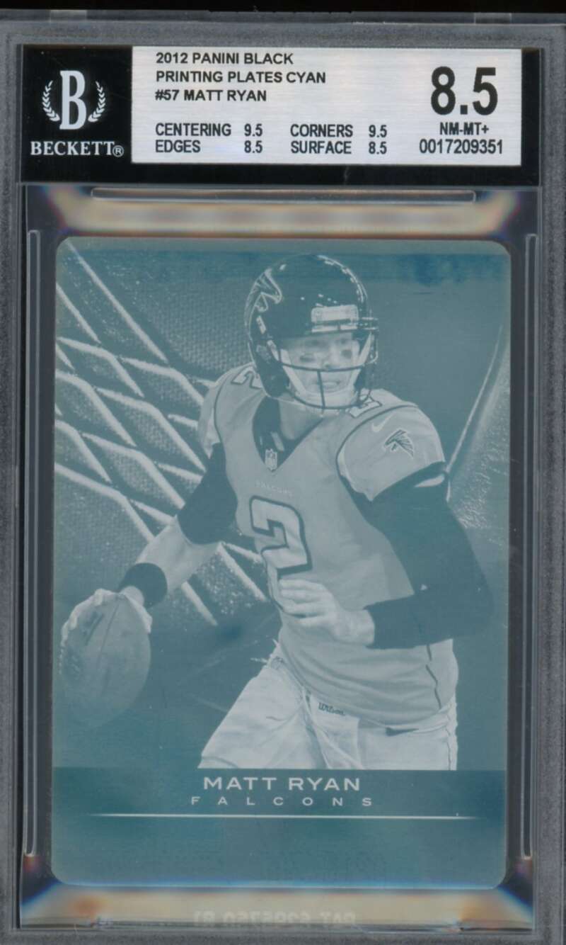 Matt Ryan 2012 Panini Black Printing Plates Cyan (Serial #d 1/1) #57 BGS 8.5 Image 1