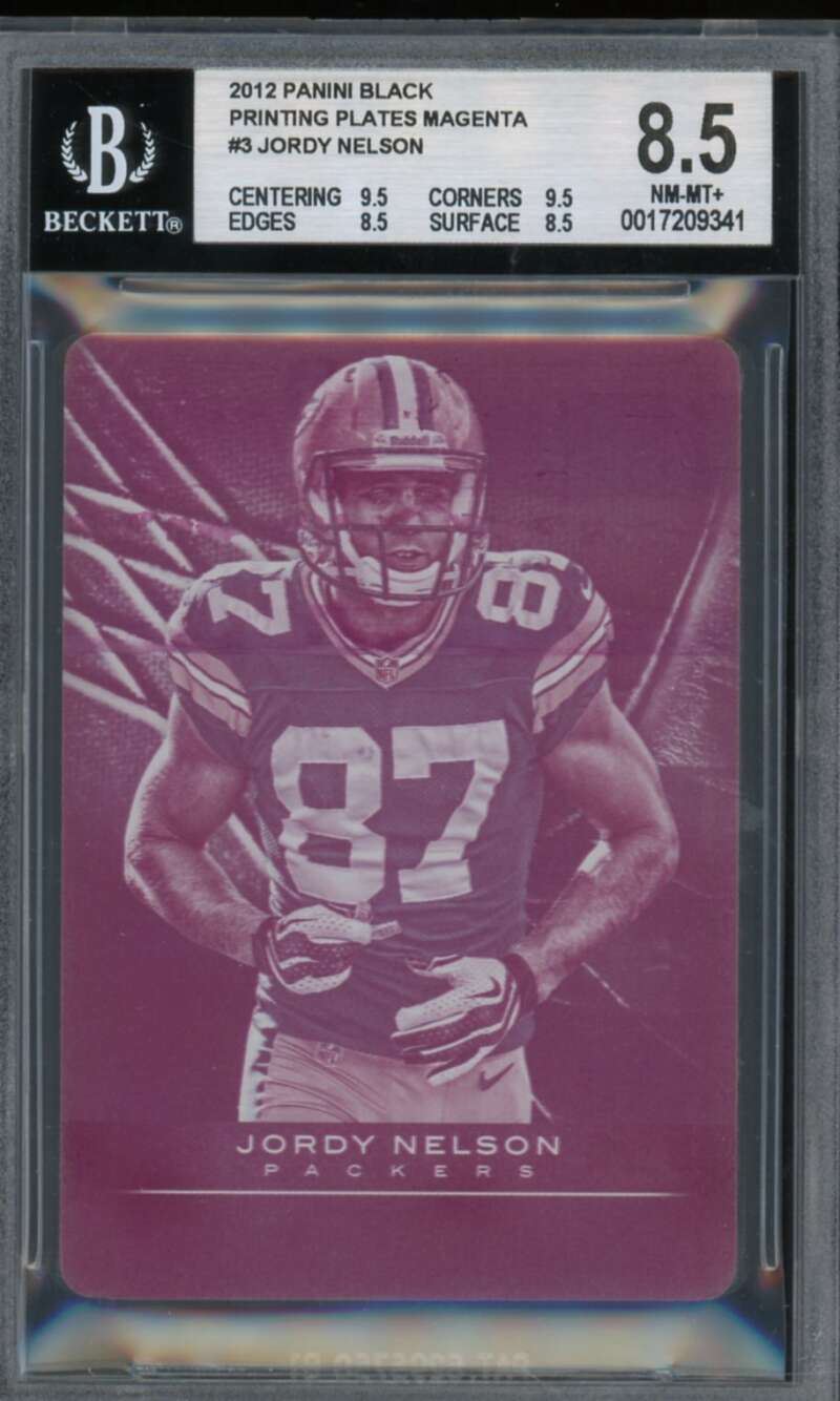 Jordy Nelson 2012 Panini Black Printing Plates Magenta (Ser #d 1/1) #3 BGS 8.5 Image 1