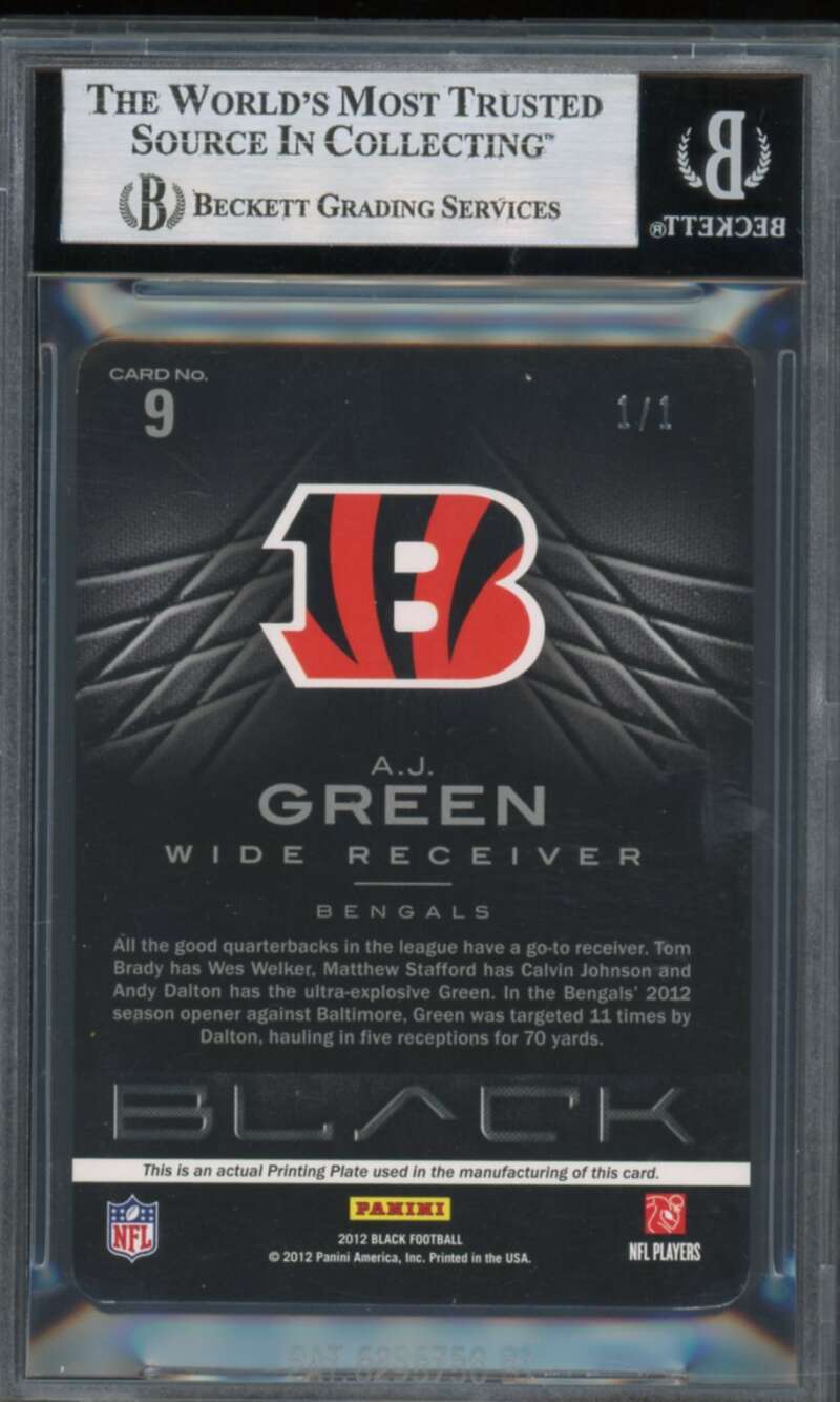 A.J. Green 2012 Panini Black B Printing Plates Magenta (Ser #d 1/1) #9 BGS 8.5 Image 2