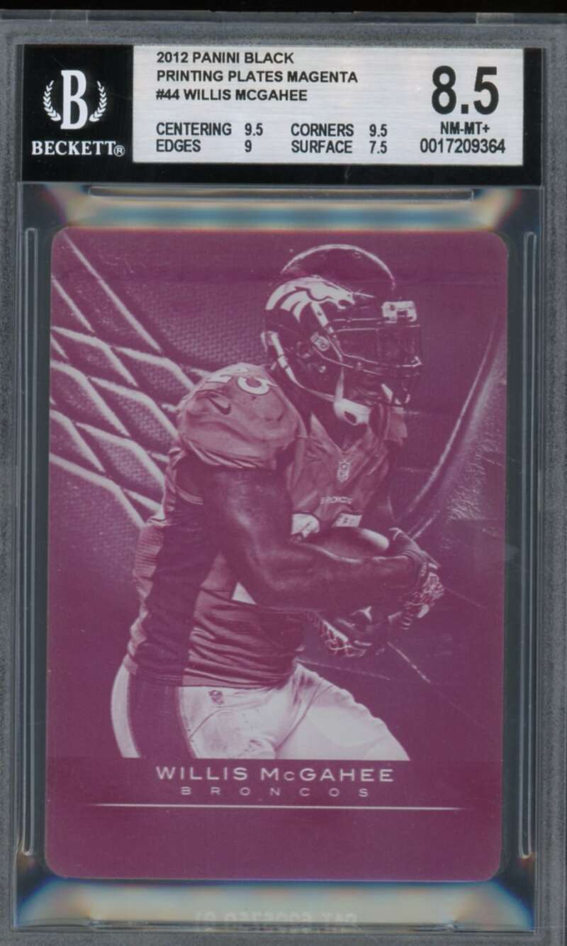 Willis McGahee 2012 Panini Black Printing Plate Magenta (Ser #d 1/1) #44 BGS 8.5 Image 1