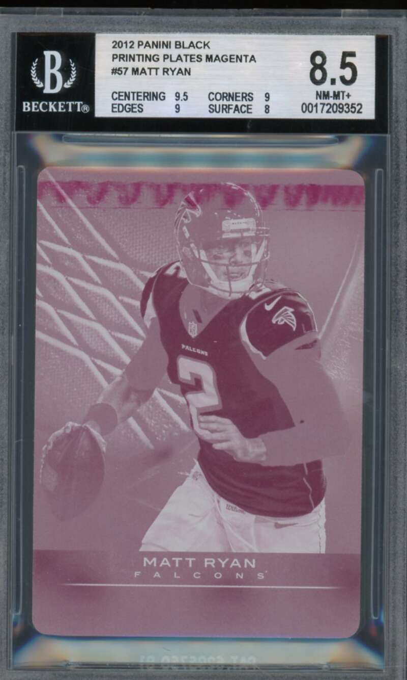 Matt Ryan 2012 Panini Black Printing Plates Magenta (Ser #d 1/1) #57 BGS 8.5 Image 1