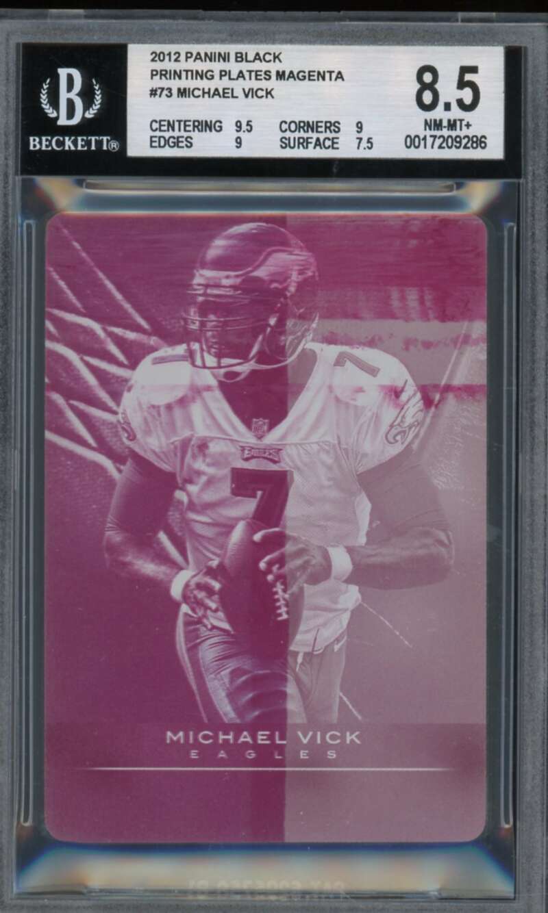 Michael Vick 2012 Panini Black Printing Plates Magenta (Ser #d 1/1) #73 BGS 8.5 Image 1