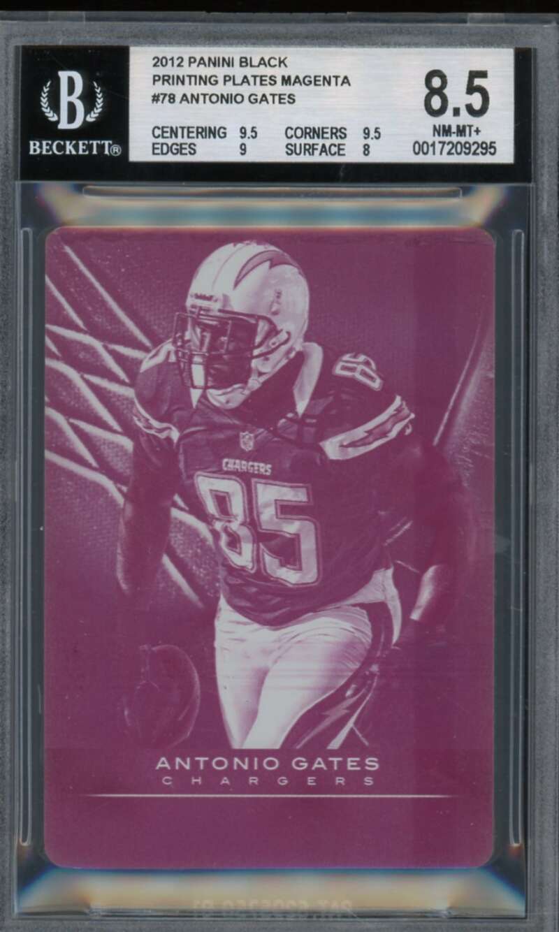 Antonio Gates 2012 Panini Black Printing Plates Magenta (Ser #d 1/1) #78 BGS 8.5 Image 1