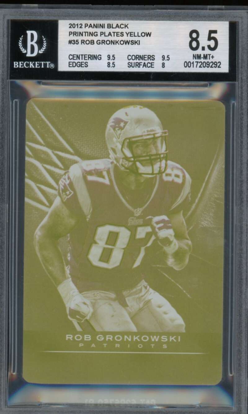 Rob Gronkowski 2012 Panini Black Printing Plates Yellow (Ser #d 1/1) #35 BGS 8.5 Image 1