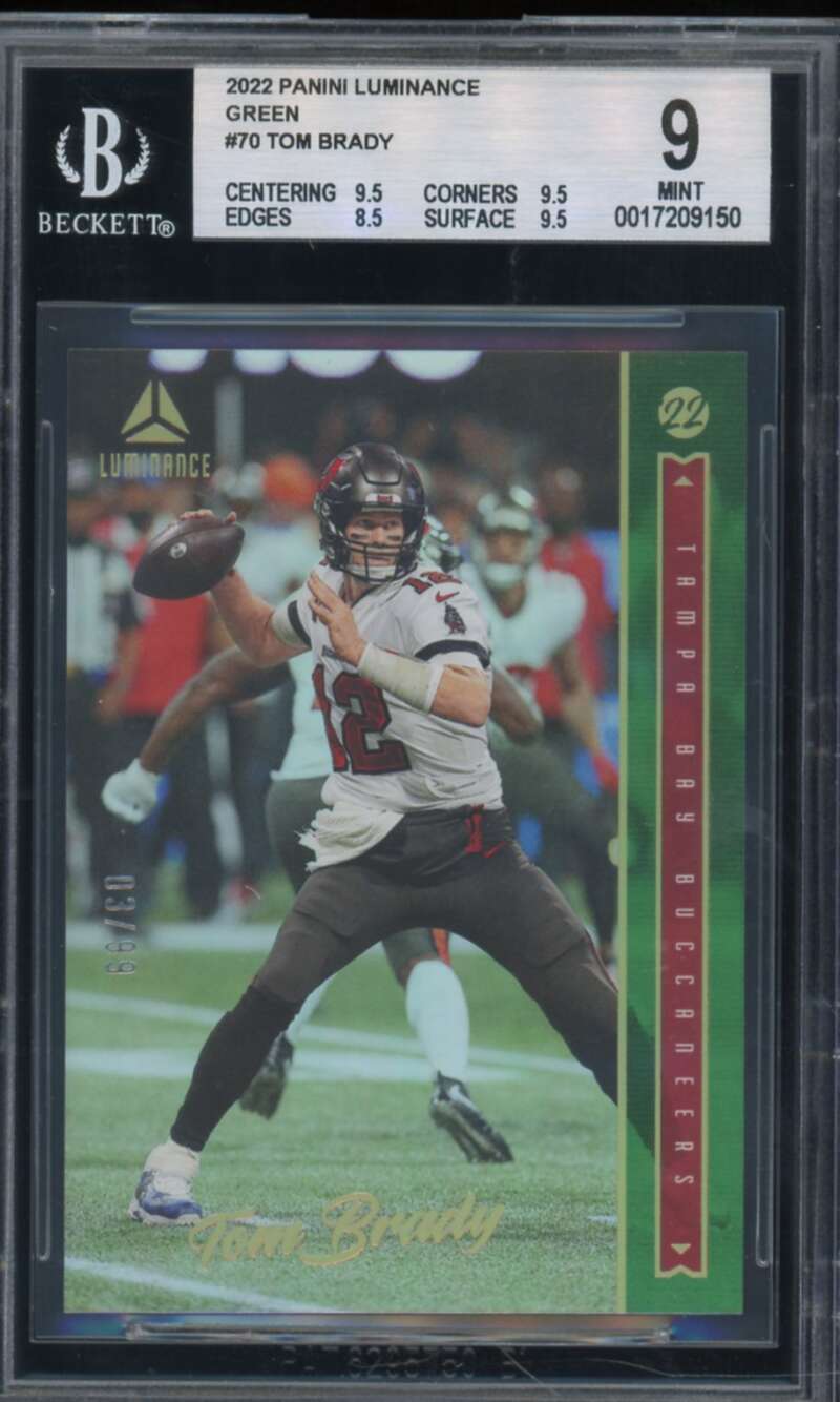 Tom Brady Card 2022 Panini Luminance Green #70 BGS 9 Image 1