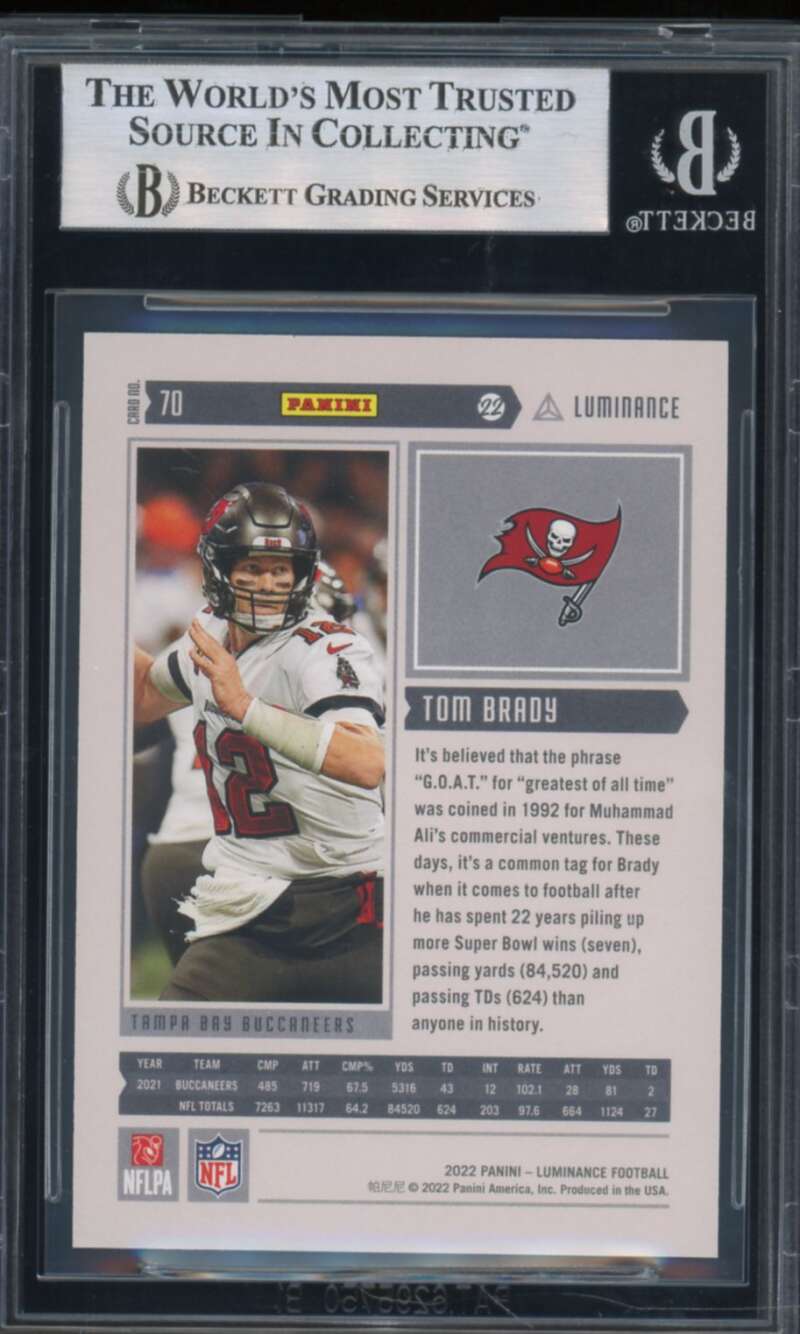 Tom Brady Card 2022 Panini Luminance Green #70 BGS 9 Image 2