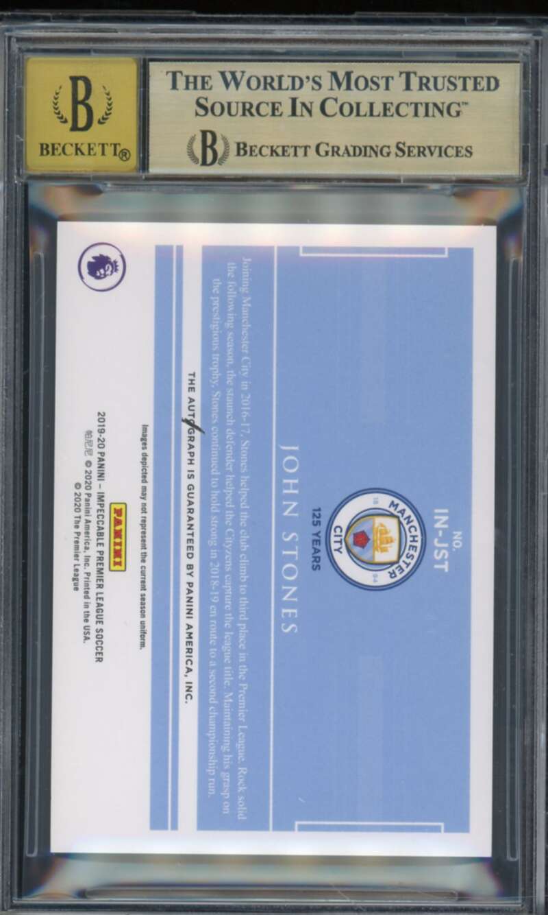 John Stones 2019-20 Panini Impeccable Indelible Ink Gold ((#d 4/5) #33 BGS 9.5 Image 2