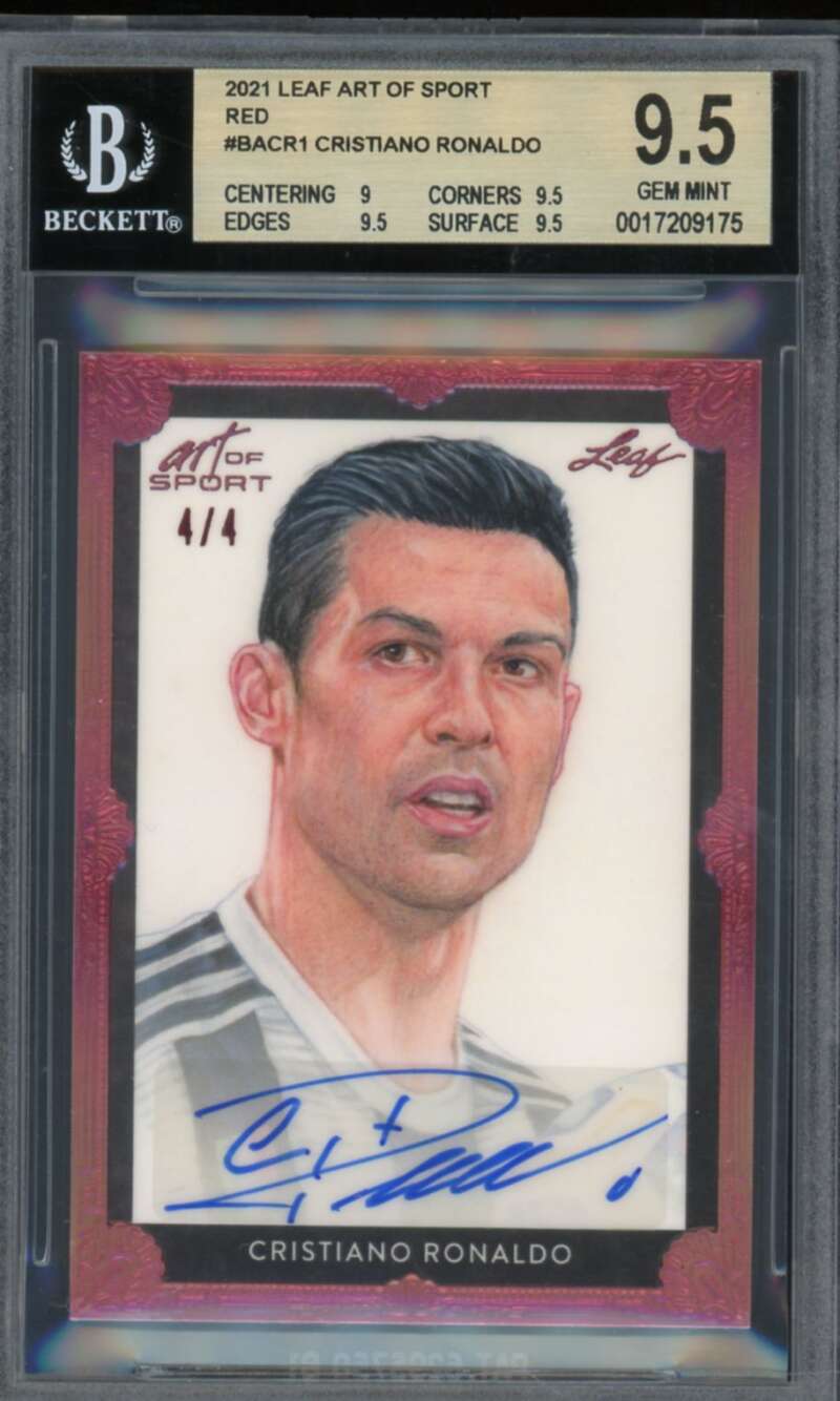 Cristiano Ronaldo 2021 Leaf Art Of Sport Red Autograph (#d 4/4) #Bacr1 BGS 9.5 Image 1