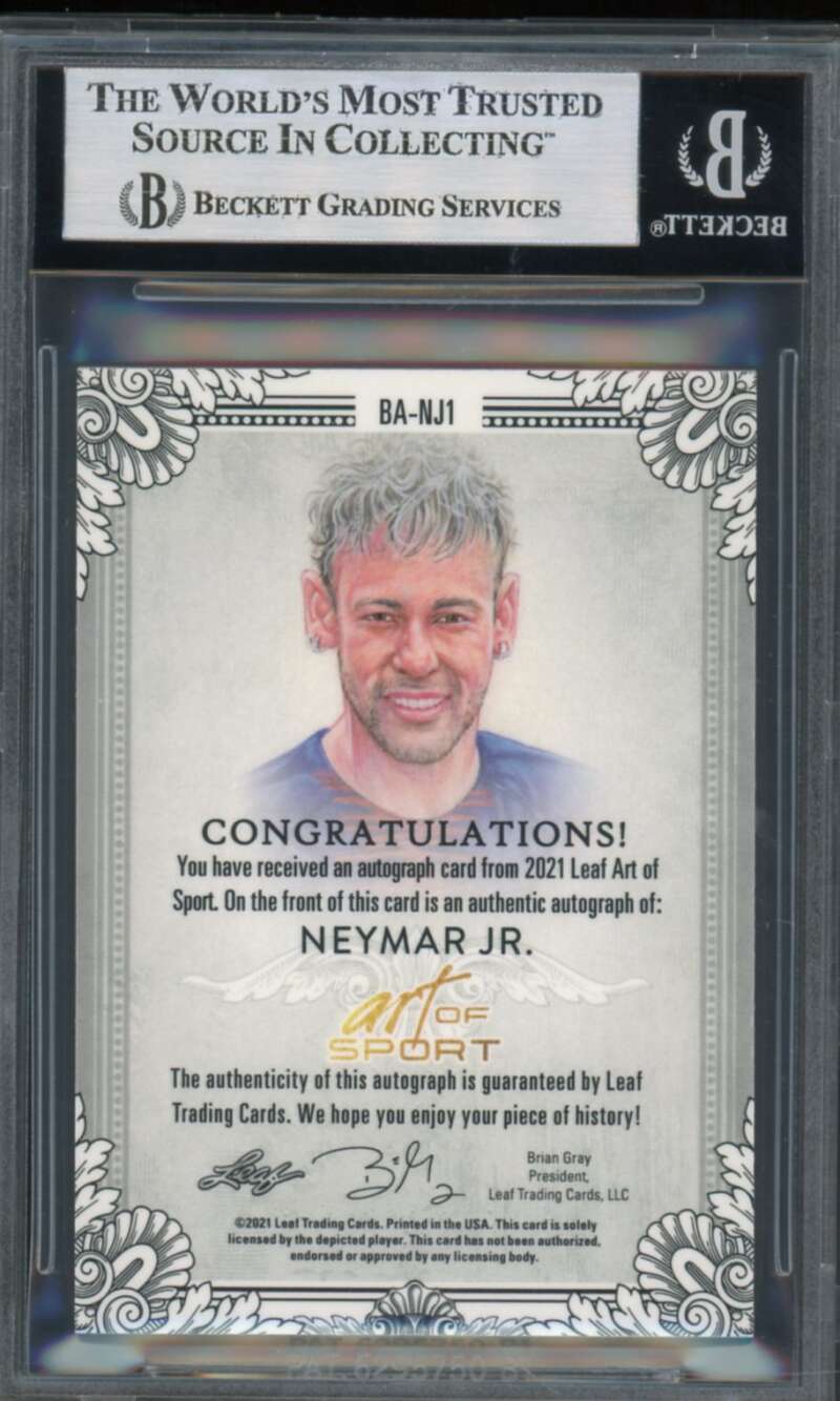 Neymar Jr. 2021 Leaf Art of Sport Platinum Autograph (Ser #d 3/3) #Banj1 BGS 9 Image 2