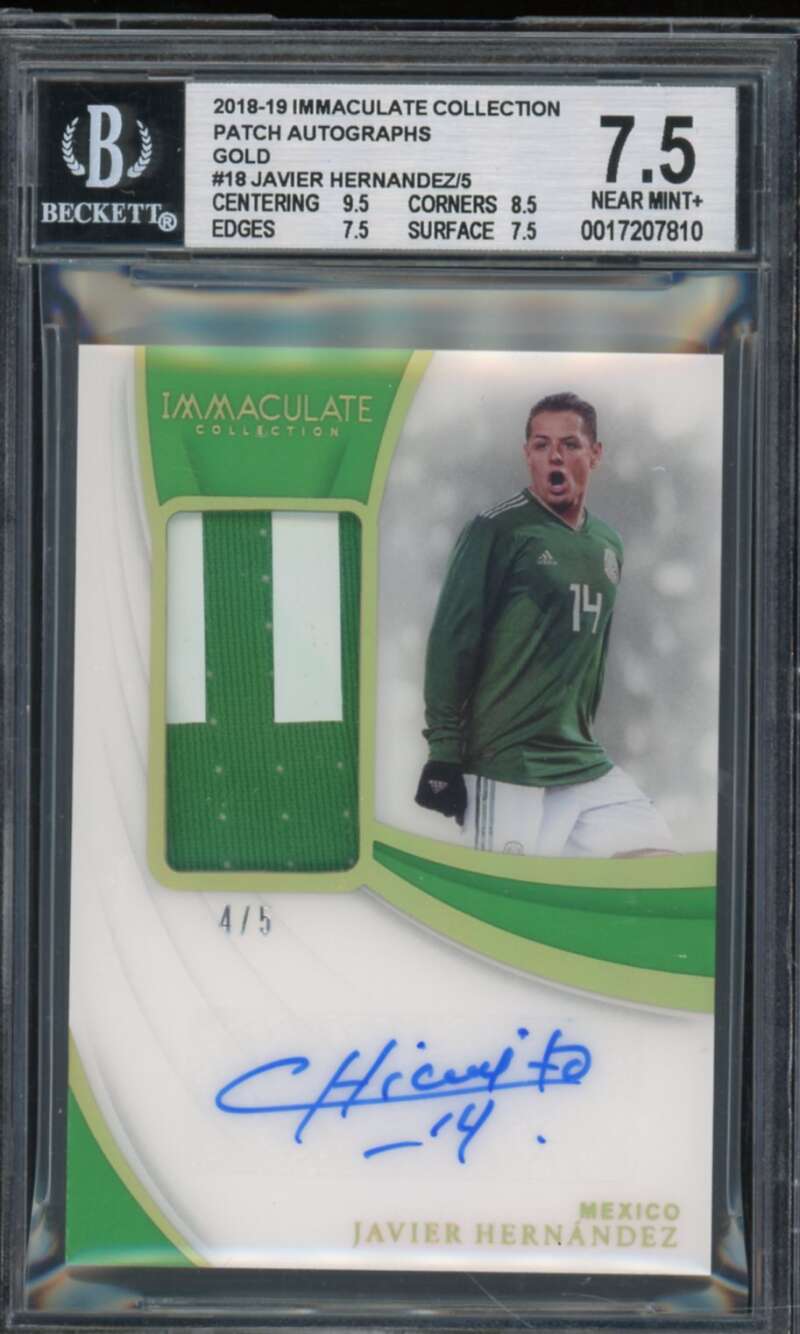 Javier Hernandez 2018-19 Immaculate Collection Auto Gold (#d 4/5) #18 BGS 7.5 Image 1