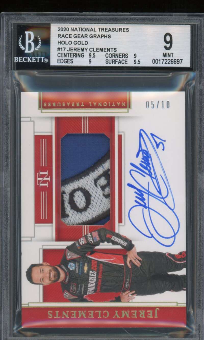 Jeremy Clements Card 2020 NT Race Gear Graphs Holo Gold (Ser #d 5/10) #17 BGS 9 Image 1