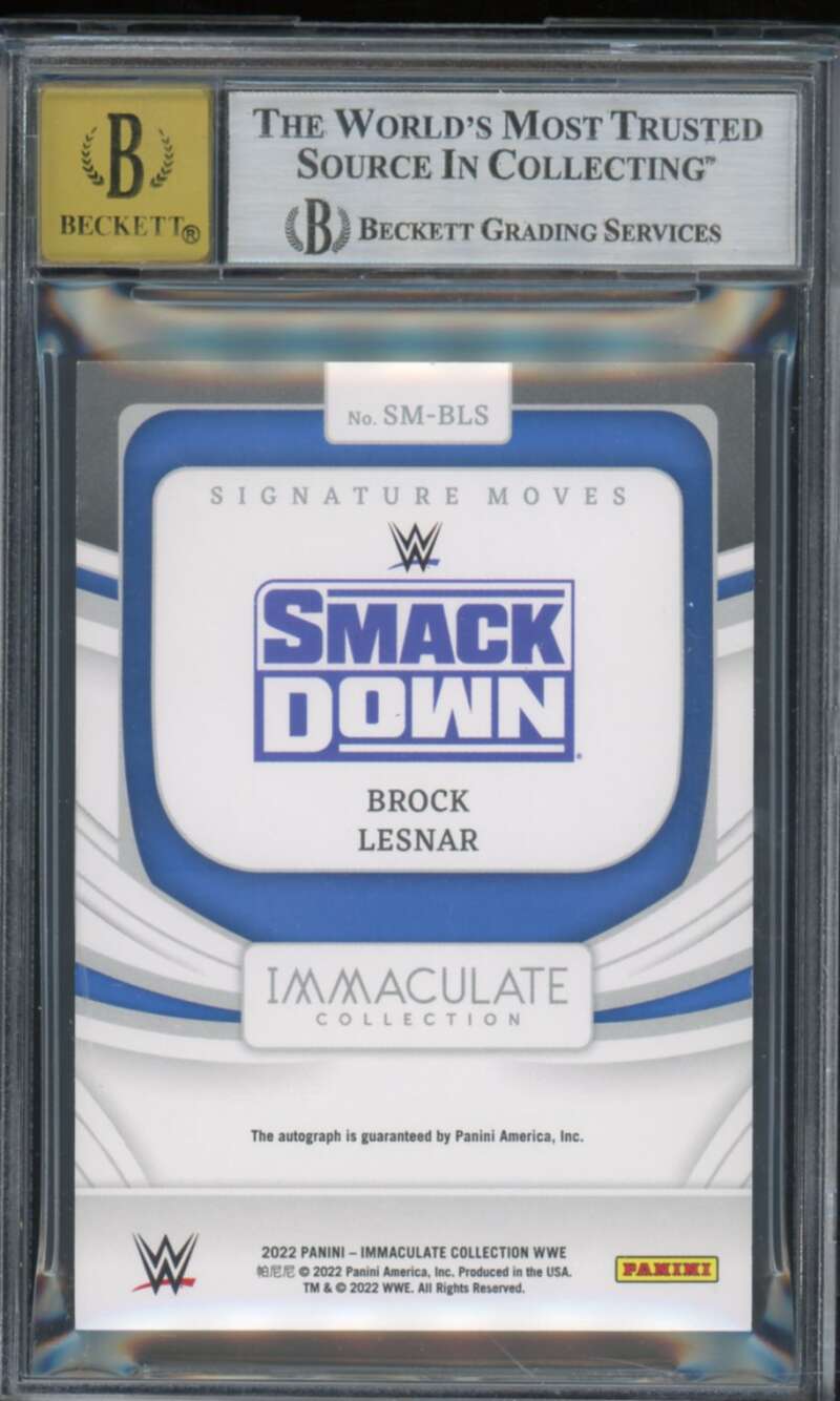 Brock Lesnar Card 2022 Immaculate Collection Signature Moves Auto #SMBLS BGS 7.5 Image 2