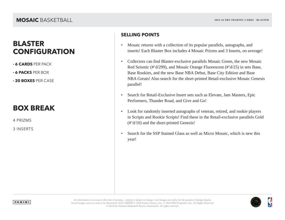 2023-24 Panini Mosaic Basketball 6-Pack Blaster Box Image 5