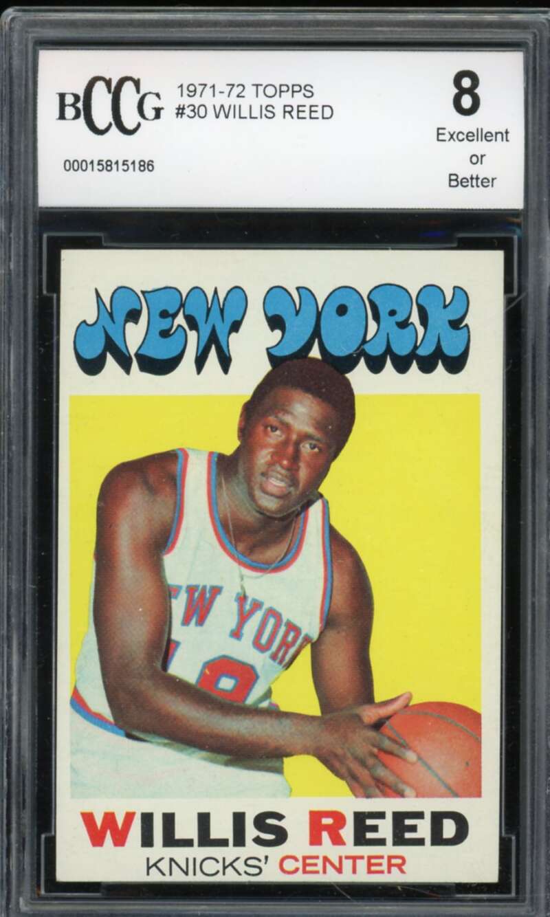 1971-72 Topps #30 Willis Reed Card BGS BCCG 8 Excellent+ Image 1