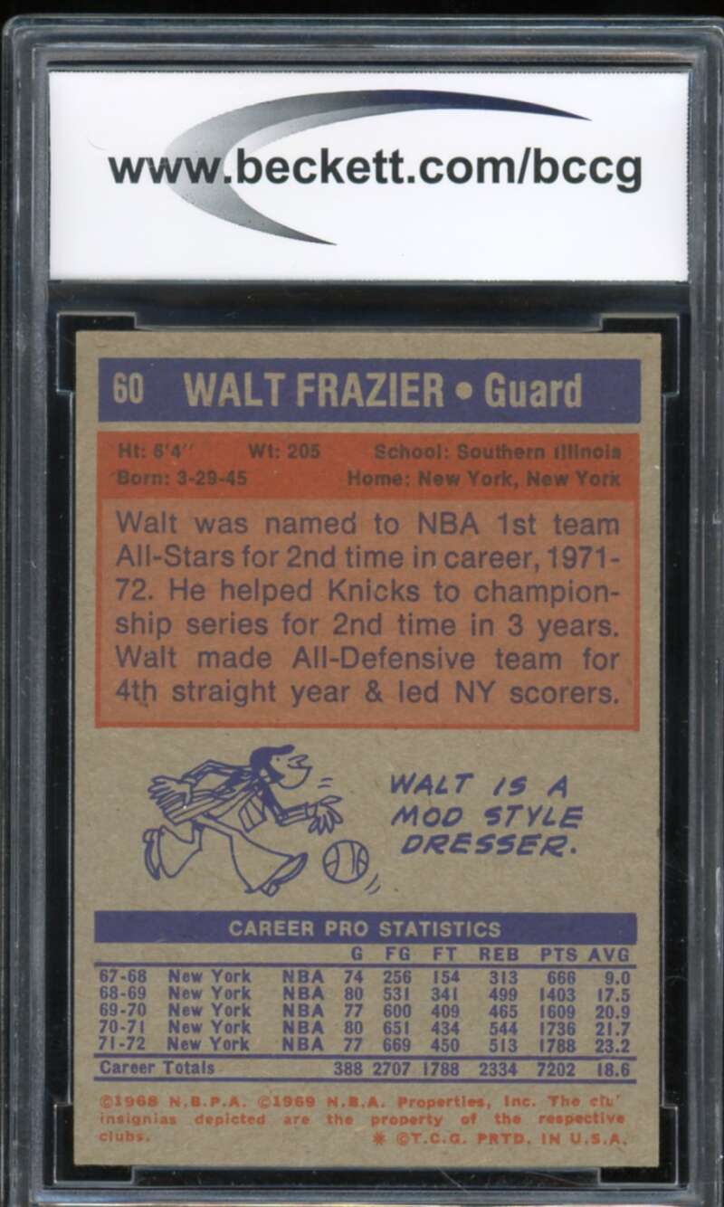 1972-73 Topps #60 Walt Frazier Card BGS BCCG 8 Excellent+ Image 2