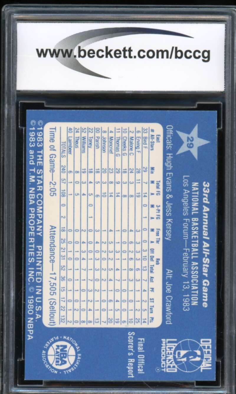 1983-84 Star All-Star Game #29 Larry Bird/ Parish Card BGS BCCG 9 Near Mint+ Image 2
