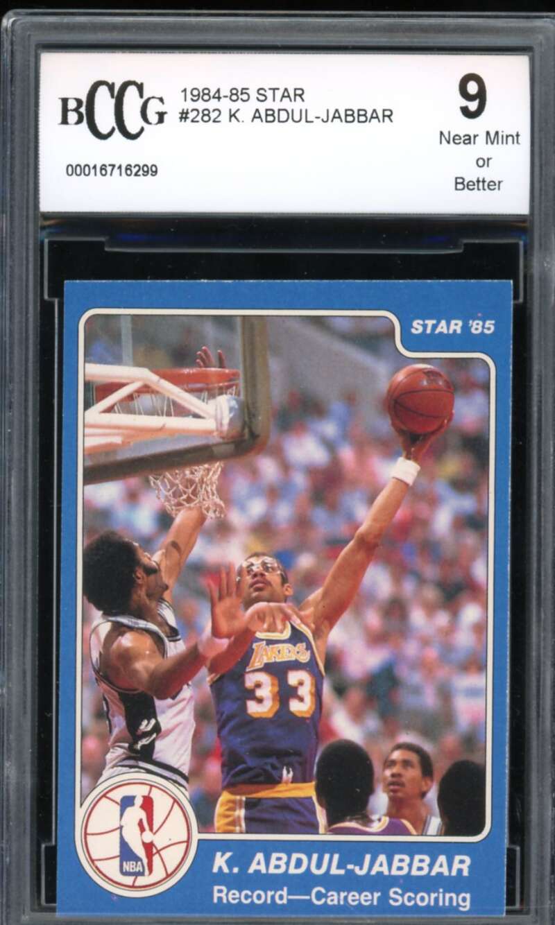 1984-85 Star #282 Kareem Abdul-Jabbar Card BGS BCCG 9 Near Mint+ Image 1