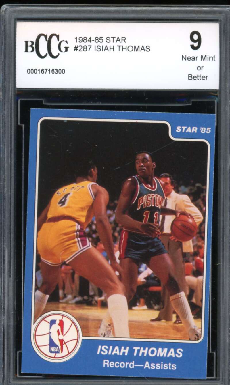 1984-85 Star #287 Isiah Thomas Card BGS BCCG 9 Near Mint+ Image 1