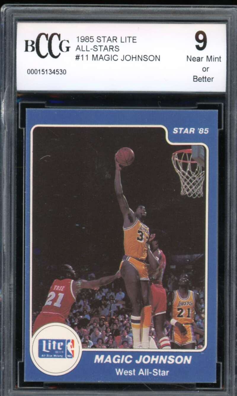 1985 Star Lite All-Stars #11 Magic Johnson Card BGS BCCG 9 Near Mint+ Image 1