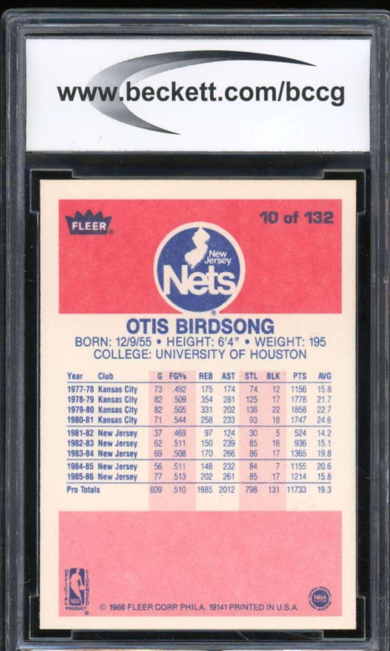 1986-87 Fleer #10 Otis Birdsong Card BGS BCCG 10 Mint+ Image 2