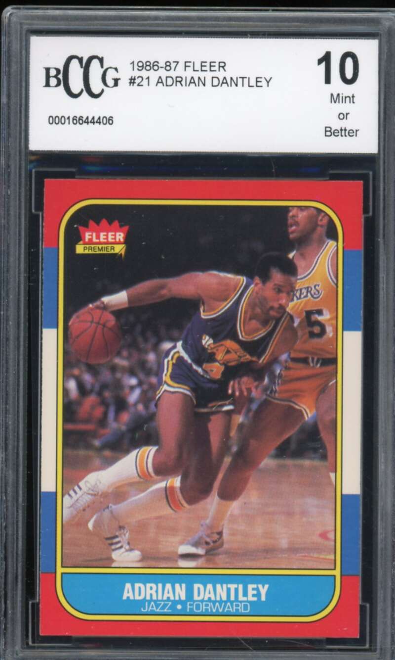 1986-87 Fleer #21 Adrian Dantley Card BGS BCCG 10 Mint+ Image 1