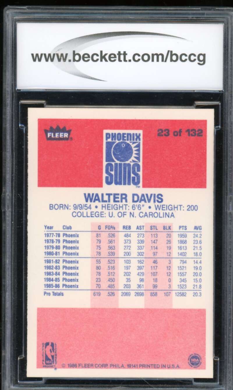 1986-87 Fleer #23 Walter Davis Card BGS BCCG 10 Mint+ Image 2