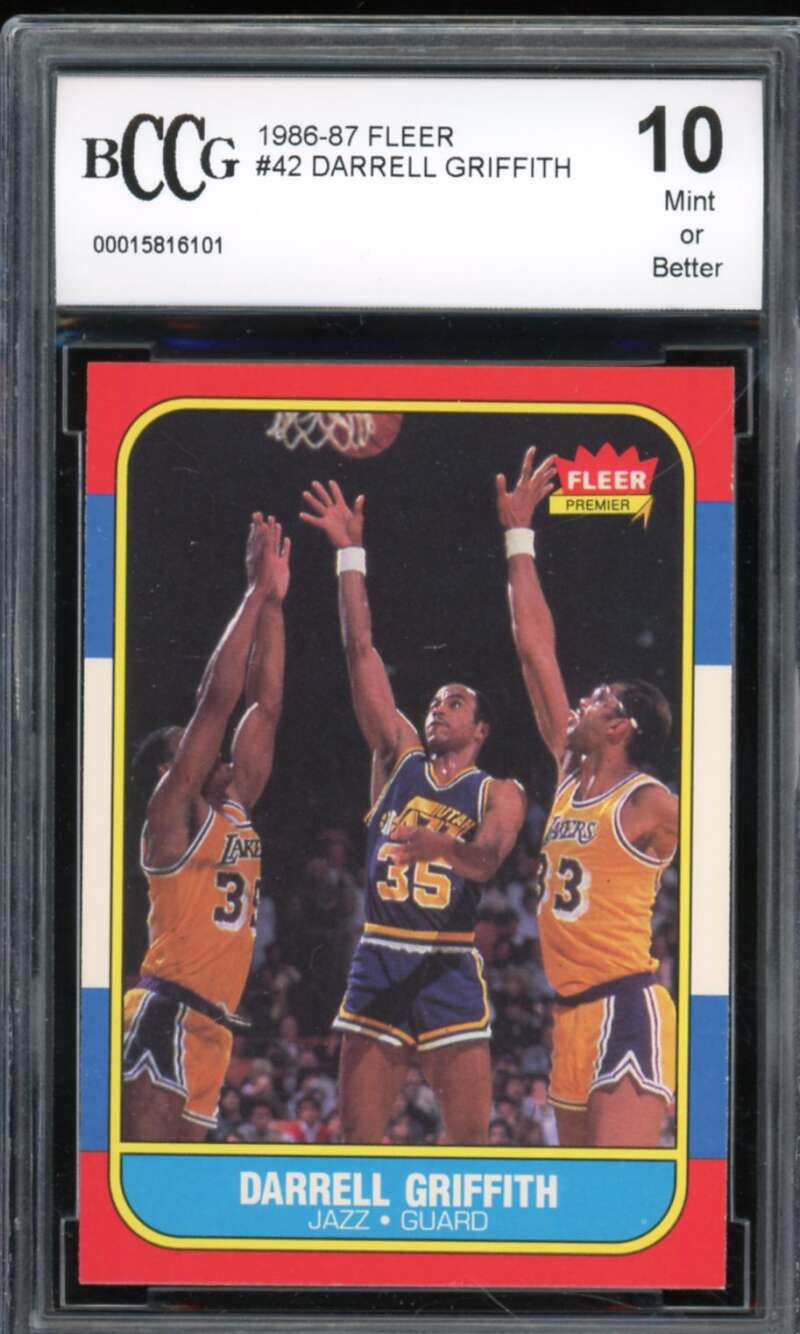 1986-87 Fleer #42 Darrell Griffith Card BGS BCCG 10 Mint+ Image 1