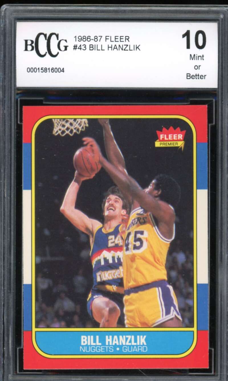 1986-87 Fleer #43 Bill Hanzlik Card BGS BCCG 10 Mint+ Image 1