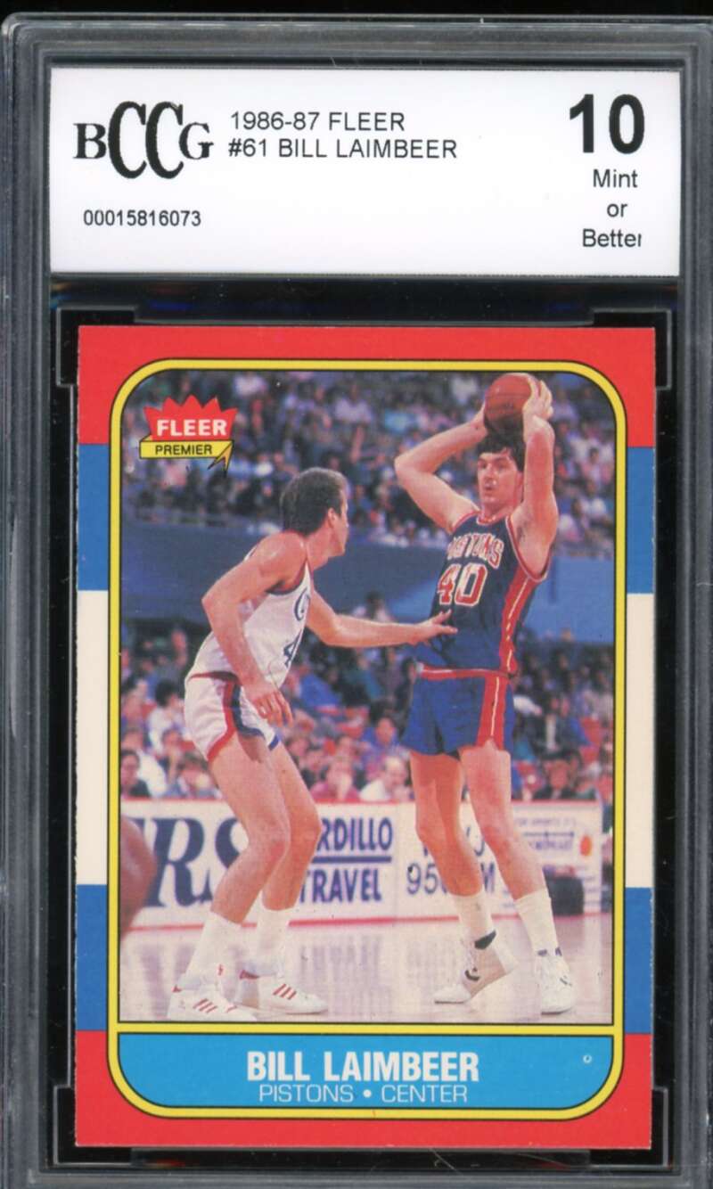 1986-87 Fleer #61 Bill Laimbeer Card BGS BCCG 10 Mint+ Image 1