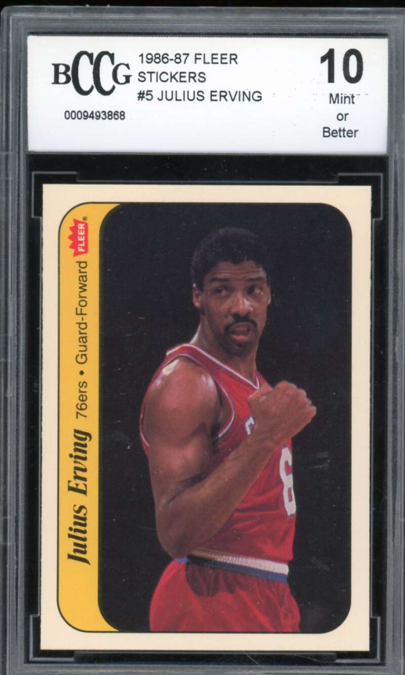 1986-87 Fleer Stickers #5 Julius Erving Card BGS BCCG 10 Mint+ Image 1