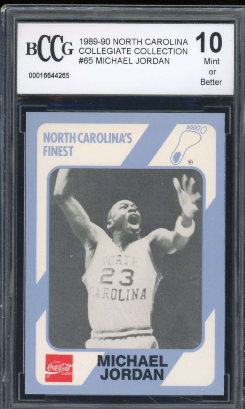 1989-90 North Carolina Collegiate #65 Michael Jordan Card BGS BCCG 10 Mint+ Image 1