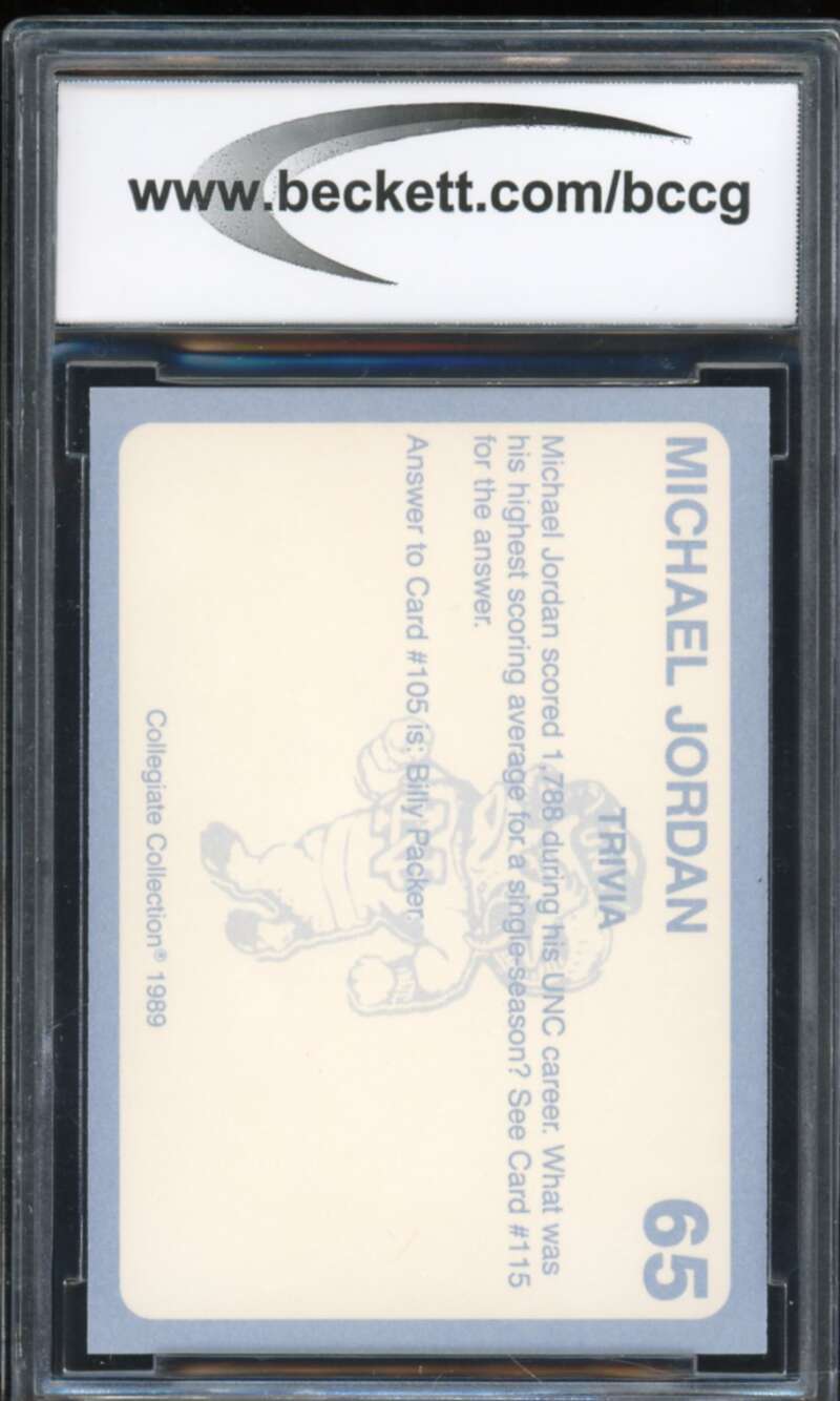 1989-90 North Carolina Collegiate #65 Michael Jordan Card BGS BCCG 10 Mint+ Image 2