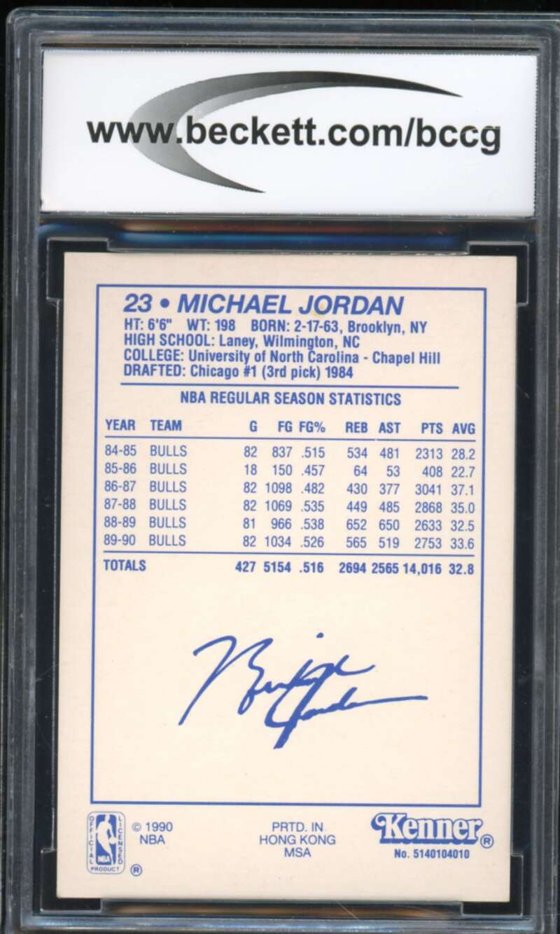 1990 Kenner Starting Lineup Cards #8B Michael Jordan Card BGS BCCG 9 Near Mint+ Image 2