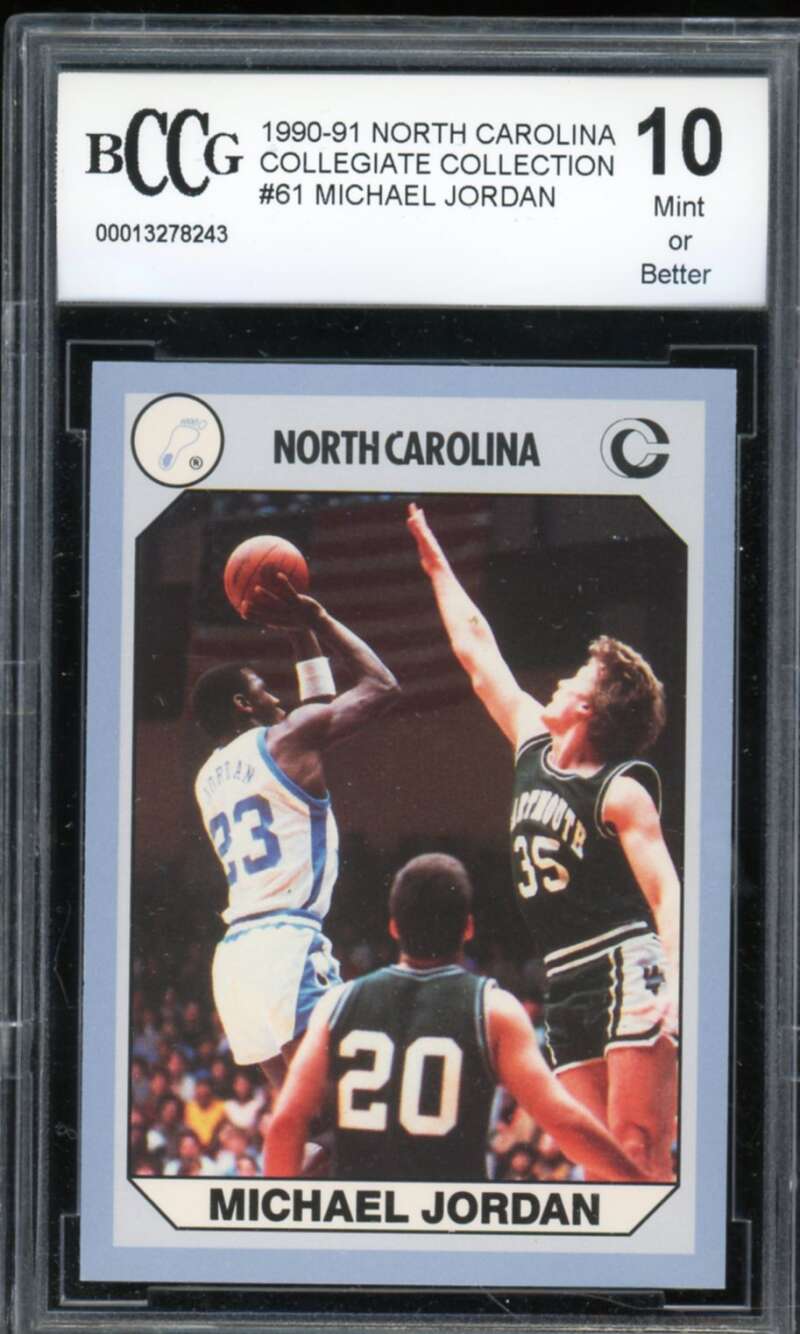 1990-91 North Carolina Collegiate #61 Michael Jordan Card BGS BCCG 10 Mint+ Image 1