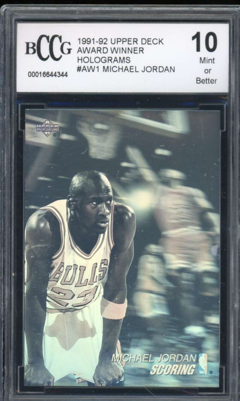 1991-92 Upper Deck Award Winner Holograms #AW1 Michael Jordan BGS BCCG 10 Mint+ Image 1