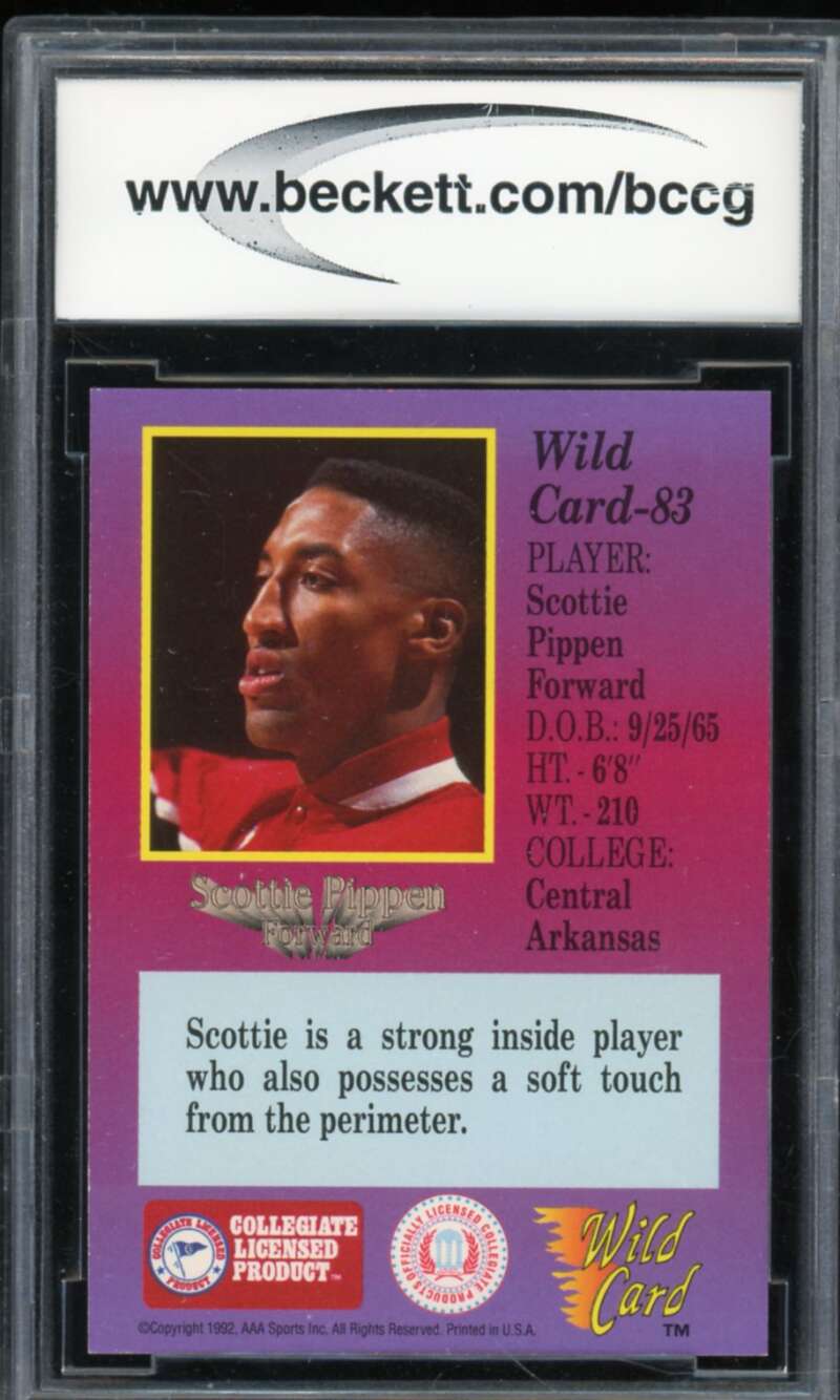 1991-92 Wild Card 100 Stripe #83 Scottie Pippen Card BGS BCCG 10 Mint+ Image 2